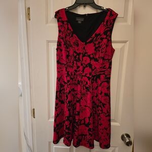 Covington Red and Black Floral Mini Dress